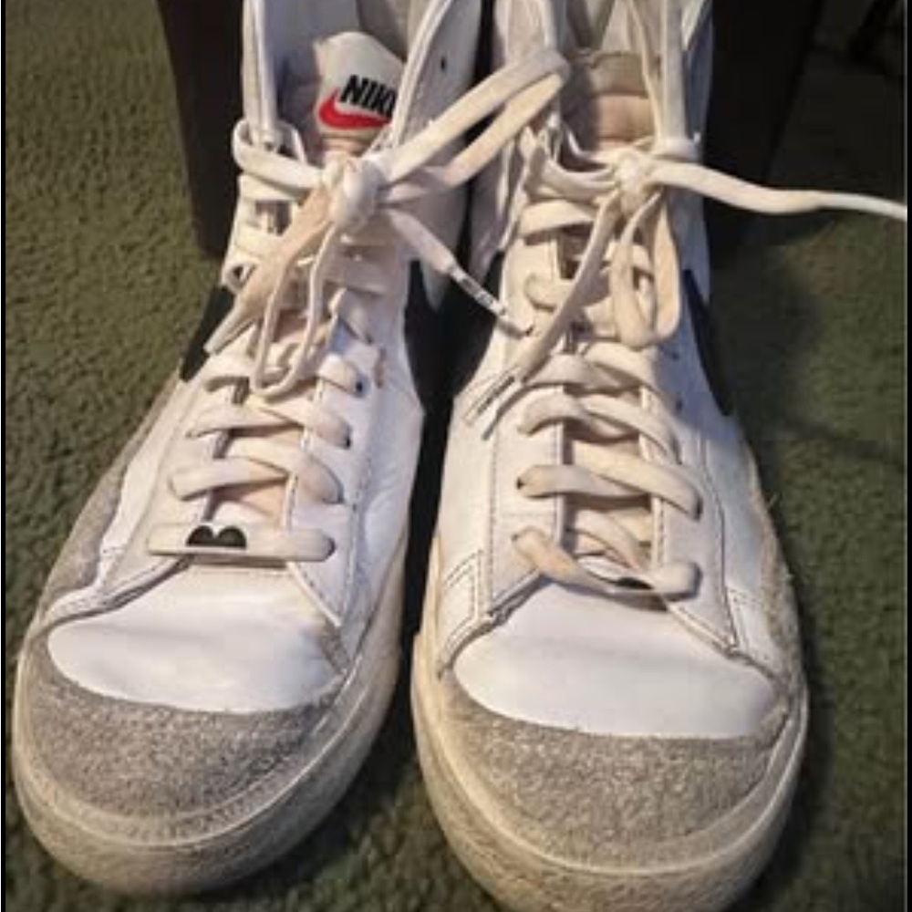 Nike White and Gray High-Top Sneakers